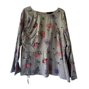 Eloquii women’s top blouse size 20 striped floral long sleeve